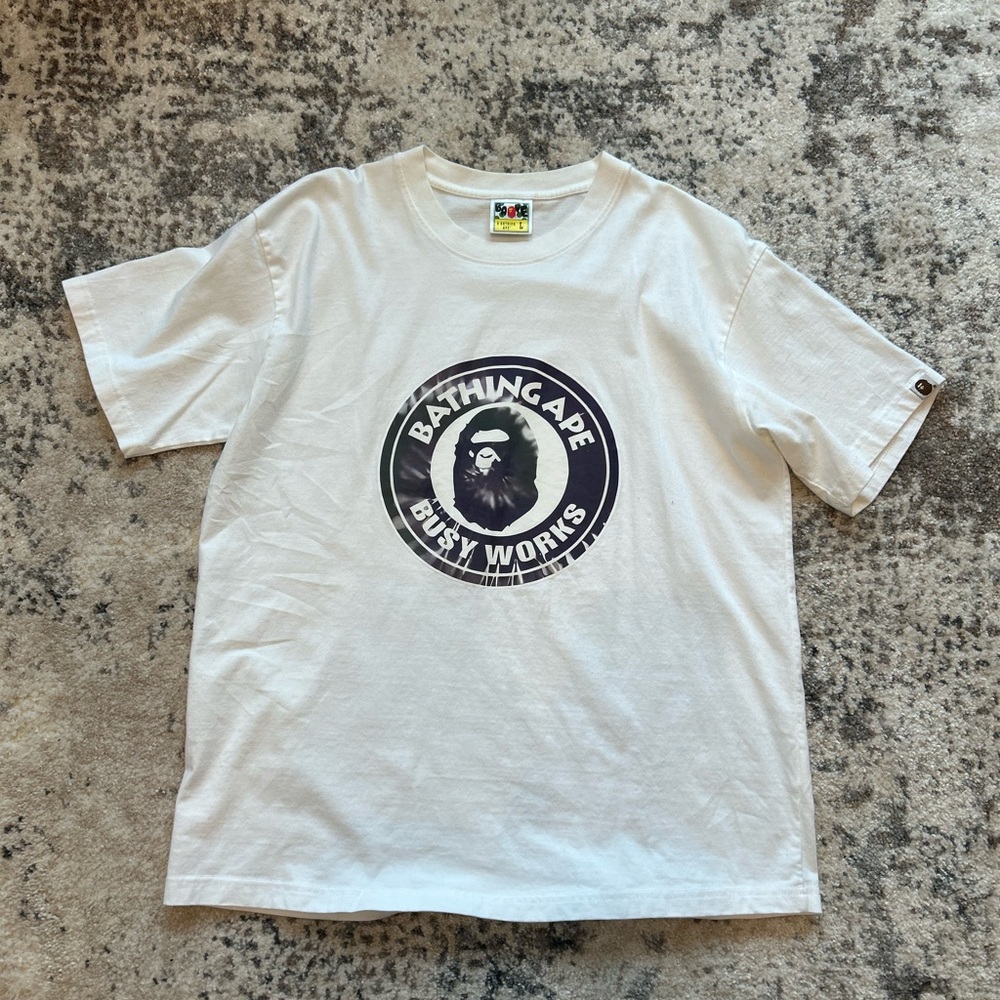 Bape White Busy Works Short Sleeve Tee